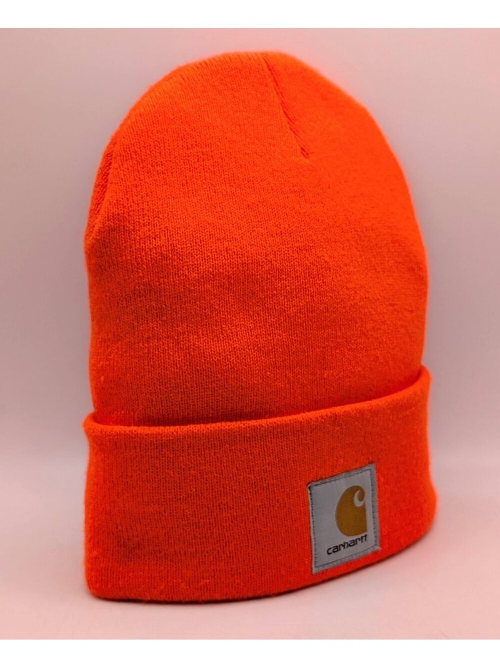 Carhartt Orange Beanie Knit Cap Cuffed Warm Winter Hat Hunting Work Wear Adult